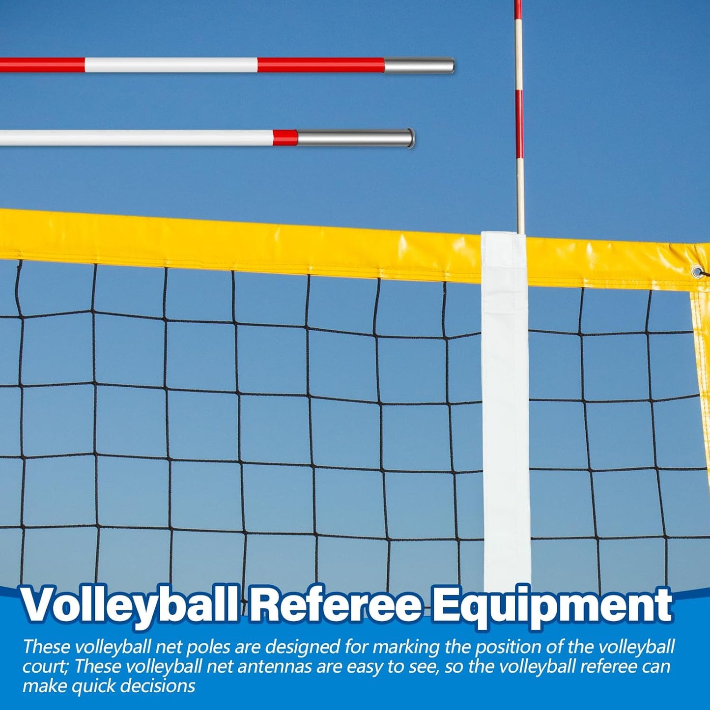 Shappy Volleyball Antenna Pole Set Volleyball Training Equipment Beach Sports Indoor Outdoor Accessories Fiberglass Collapsible Referee Antennae Poles with Sleeve