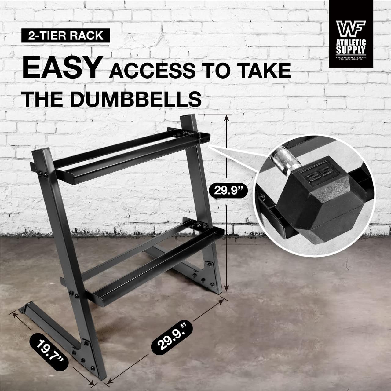 WF Athletic Supply 200Lb Dumbbell Set, 10-30Lb Dumbbell Set with Two-Tier Storage Rack for Muscle Toning, Strength Building & Weight Loss - Multiple Choices Available