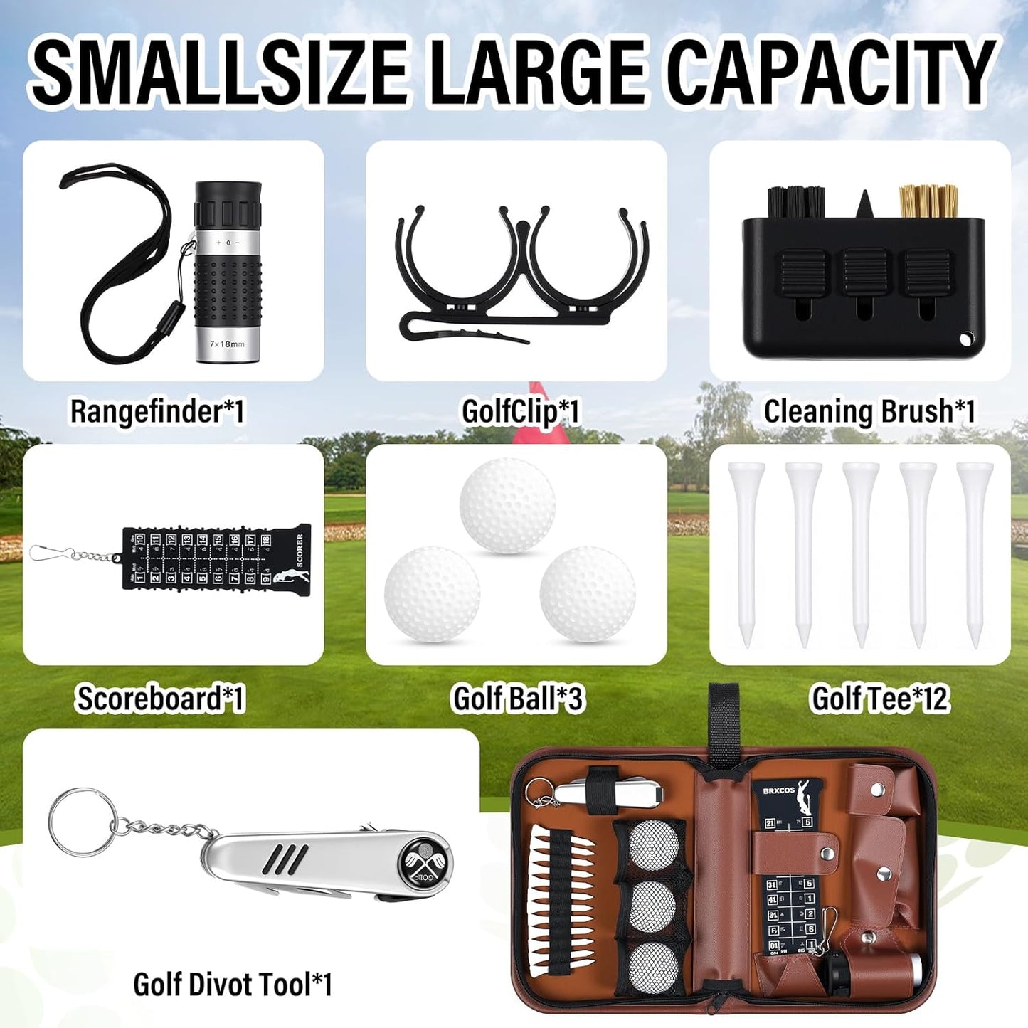 Talltalk Golf Gifts for Dad Men Husband Best Dad by Par Themed Golf Accessories Set Kit with Bag Case Rangefinder Tees Brush Multifunctional Divot Knife Scorer Ball Clamp Christmas