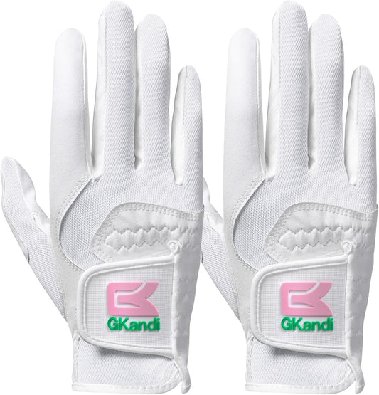 Golf Gloves Women Left Right Handed Golfer Rain Grip Hot Wet All Weather Value 2 Pack, Left Hand Right Pink Womens Golf Glove Breathable Flexible Mesh for Ladies