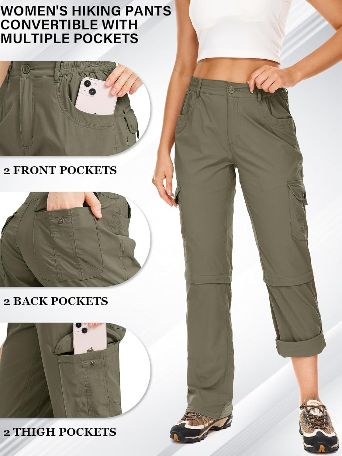 Women's Hiking Pants Convertible Quick Dry Lightweight Zip Off Fishing Travel Safari Pants