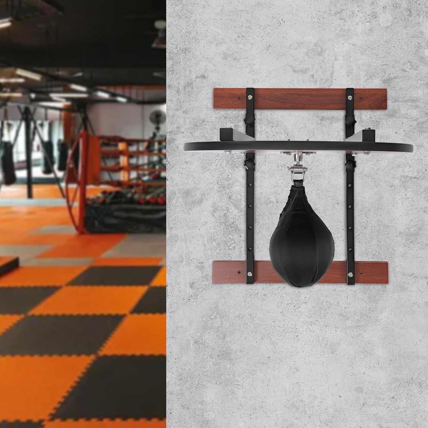 Speed Bag Platform Set, Adjustable Height Punching Bag Wall Mounted Fitness Training Punching Bag w/360° Ball Bearings for Reflex Coordination (Height-Adjustable Version)