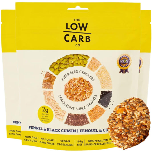 Super Seed Crackers, Gluten Free & Keto Friendly Healthy Snacks, Vegan, Zero Sugar, Paleo & Diabetic Friendly, Nut Free, 20g High Protein, 18g High Fiber, 3.56oz Each, 3-Pack, Fennel & Black Cumin