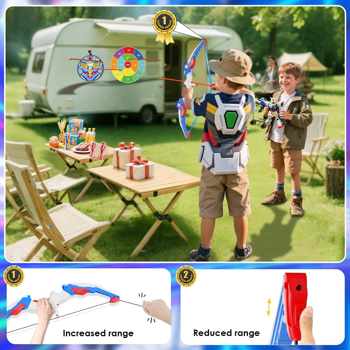 Kids Bow and Arrow Set, LED Light Up Archery Toy Set with 10 Suction Cup Arrows, 2 Target & Quiver, Indoor and Outdoor Toys Sport Gifts for Kids, Boys & Girls Ages 5 6 7 8 9 10 11 12