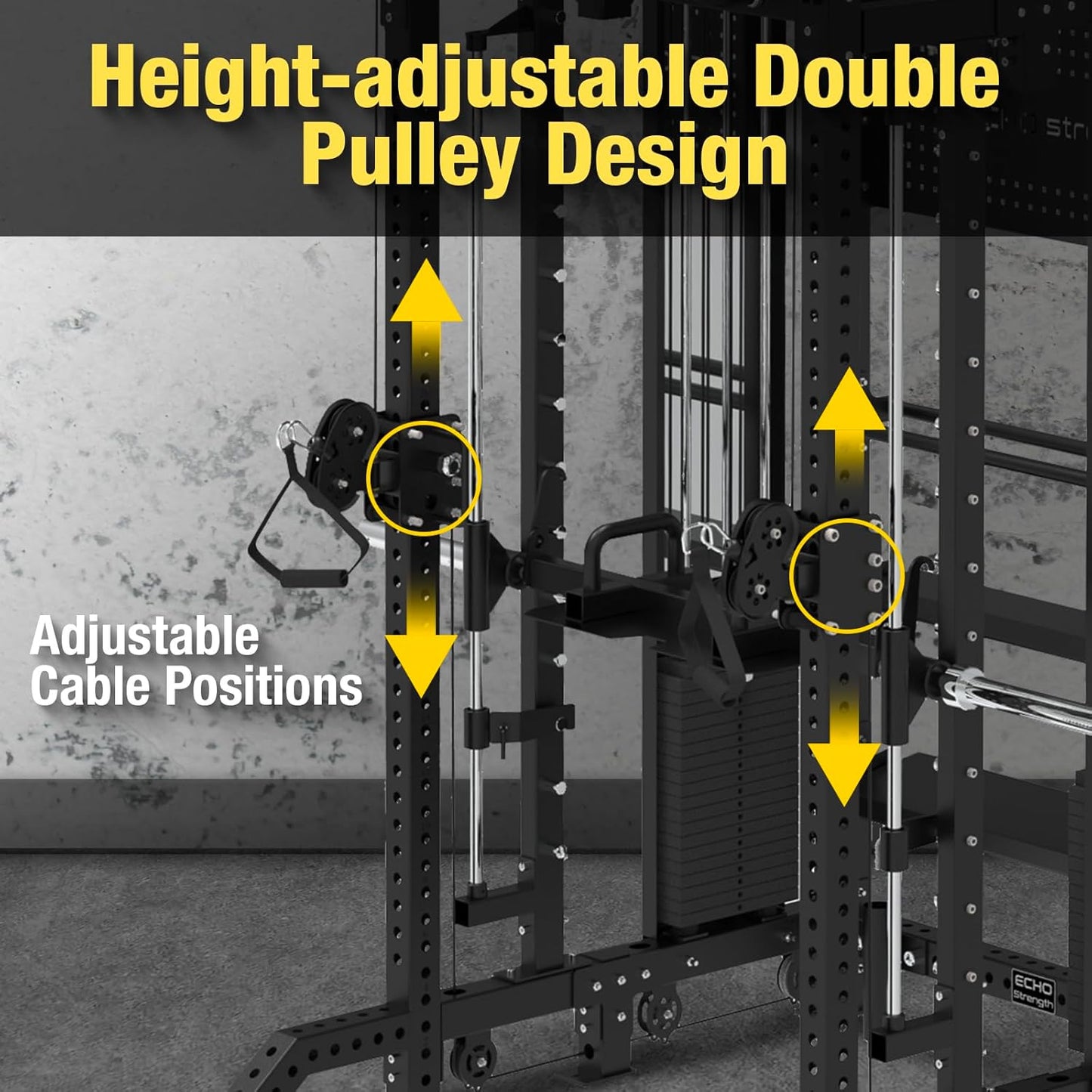 Commercial Functional Trainer Cable Machine with Dual Weight Stacks, Power Cage Squat Rack, Dual Cable Crossover Machine with Pulley System