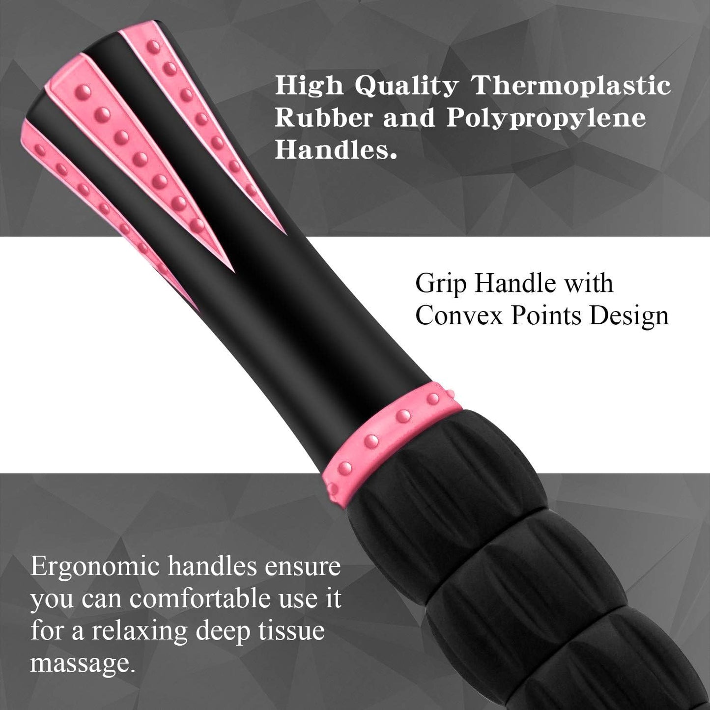 Muscle Roller Stick for Athletes, Massage Roller to Reduce Muscle Soreness, Cramping & Tightness - Legs, Arms, Back & Calves (Black Pink- 18 inch)