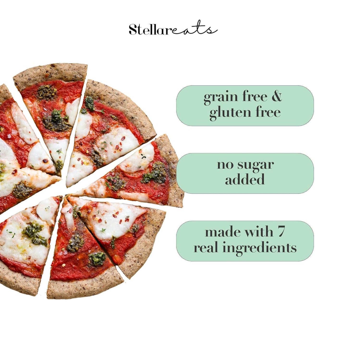 Stellar Eats Grain-Free Pizza Dough Baking Mix | Gluten-Free, Dairy-Free, Plant-Based, Paleo-Friendly | No Added Sugar | Almond Flour-Based | Non-GMO Project Verified, Kosher | 9.5 oz | 2 Pack