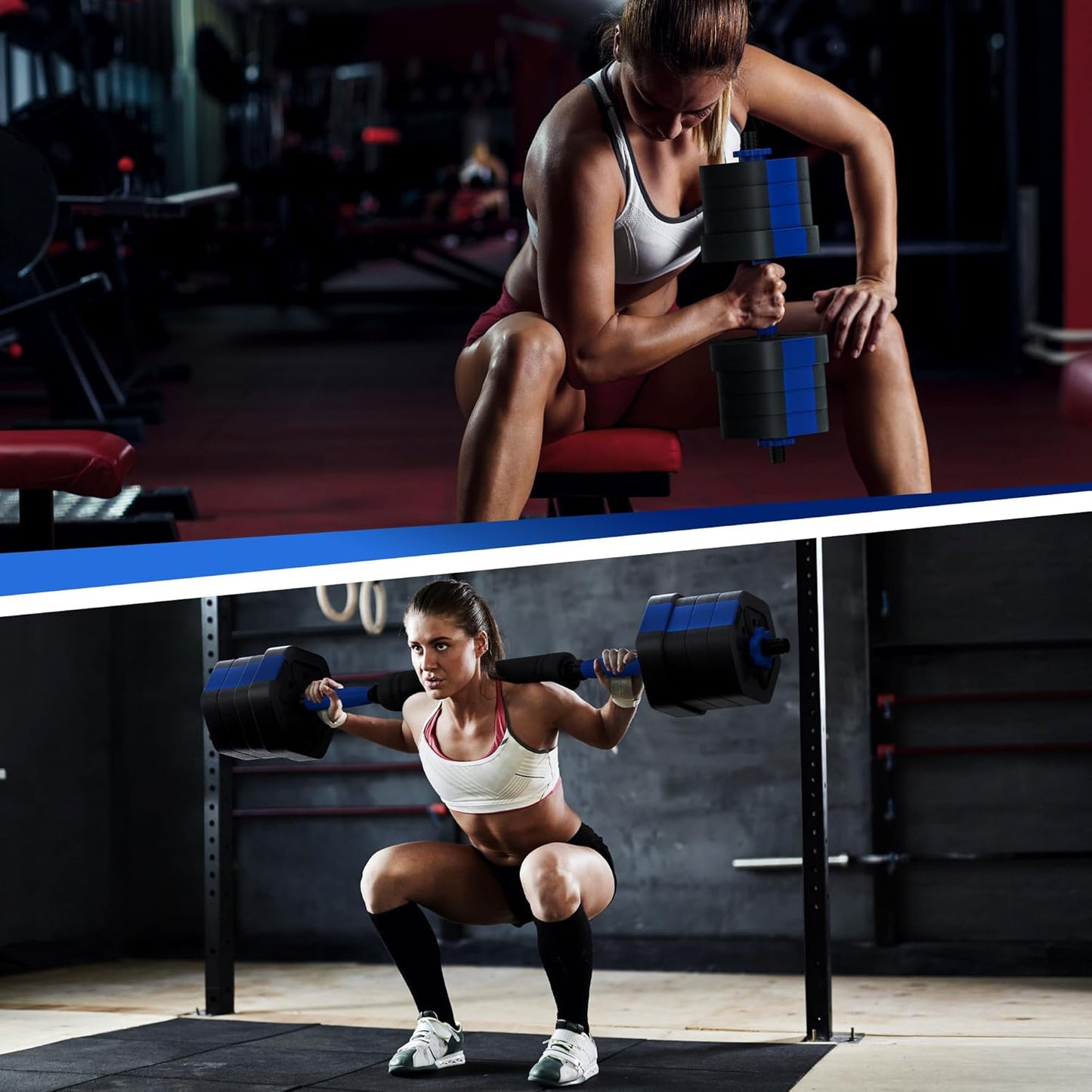 VIVITORY Dumbbell Sets Adjustable Weights, Free Weights with Connector, Non-Rolling Adjustable Dumbbell Set, Barbell for Home Gym, Hexagon, Cement Mixture