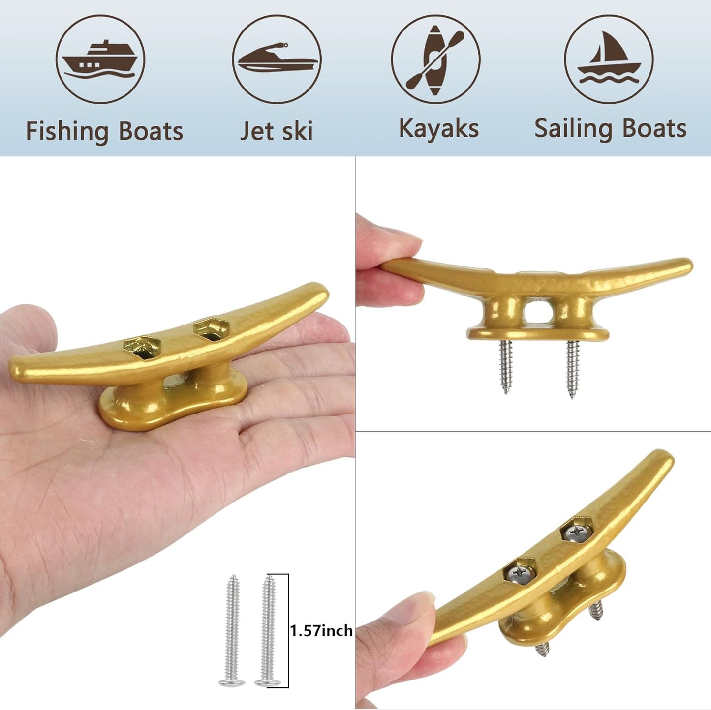 4 inch Dock Cleats 4/6/8/12/16/20/24 Pack,Boat Dock Cleats Rope Cleat Marine Cleats Iron Boat Cleats with Hardware ldeal for Deck,Nautical Decor,Cleats for Boat Dock,Boat Tie Down Cleats