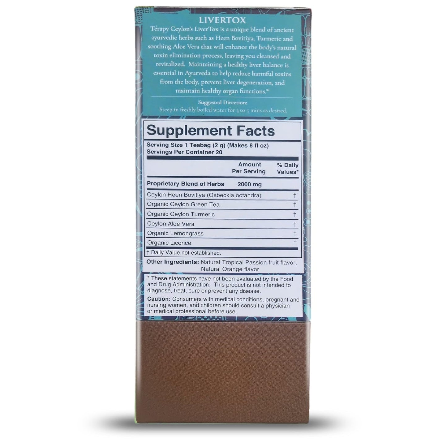 Térapy Ceylon LIVERTOX Organic Herbal Tea Bags | Helps with Liver Kidney Cleanse Detox & Repair | 100% Natural Ayurvedic Ingredients including Turmeric, Aloe Vera and Lemongrass | 20 Individually Wrapped Tea Bags