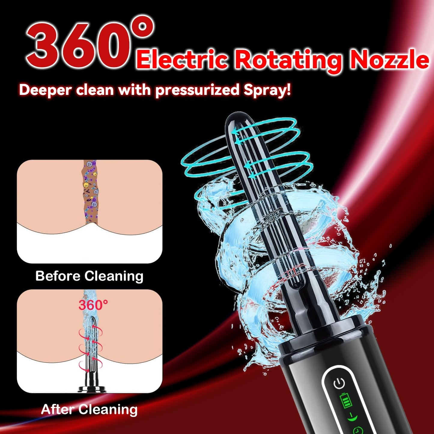 Upgrade Enema Anal Douche , Waterproof Touch Control, Enemas-Douches for Men & Women Colon Cleanse, Shower Enema Bulb-Bottles Kit, Electric Rotating Nozzle, Pressure Spray, Two Douching Modes