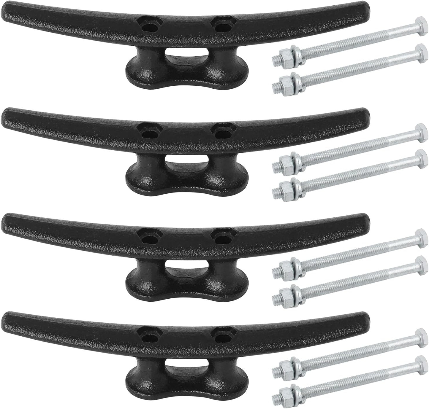 Dock Cleats 6/8/10 inch With Hardware,Electrophoretic Coated Black Boat Cleat Dock Boat Cleats,Rope Cleat Boat Dock Cleats Ideal for Boat Docks, Decks, Piers for Tying up Boats (2,4,6,8,12 Pack)