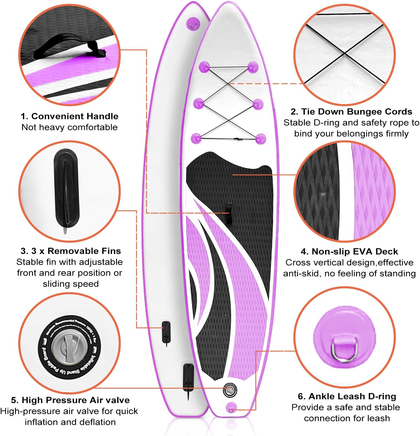 Inflatable Stand Up Paddle Board 10‘x30‘‘- Ultra-Light SUP with Backpack, Pump, Paddle, Coil Leash, 3 Fins, Repair Kit, Stable Design, Non-Slip EVA Deck for Adults & Youth