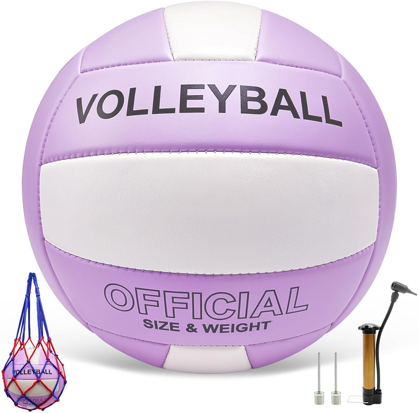 Volleyball Official Size 5 for Indoor Outdoor, Thicker PU Soft Volleyball Kit for Girls Boys Teenager Adults Beach Game Gym Training Beginner