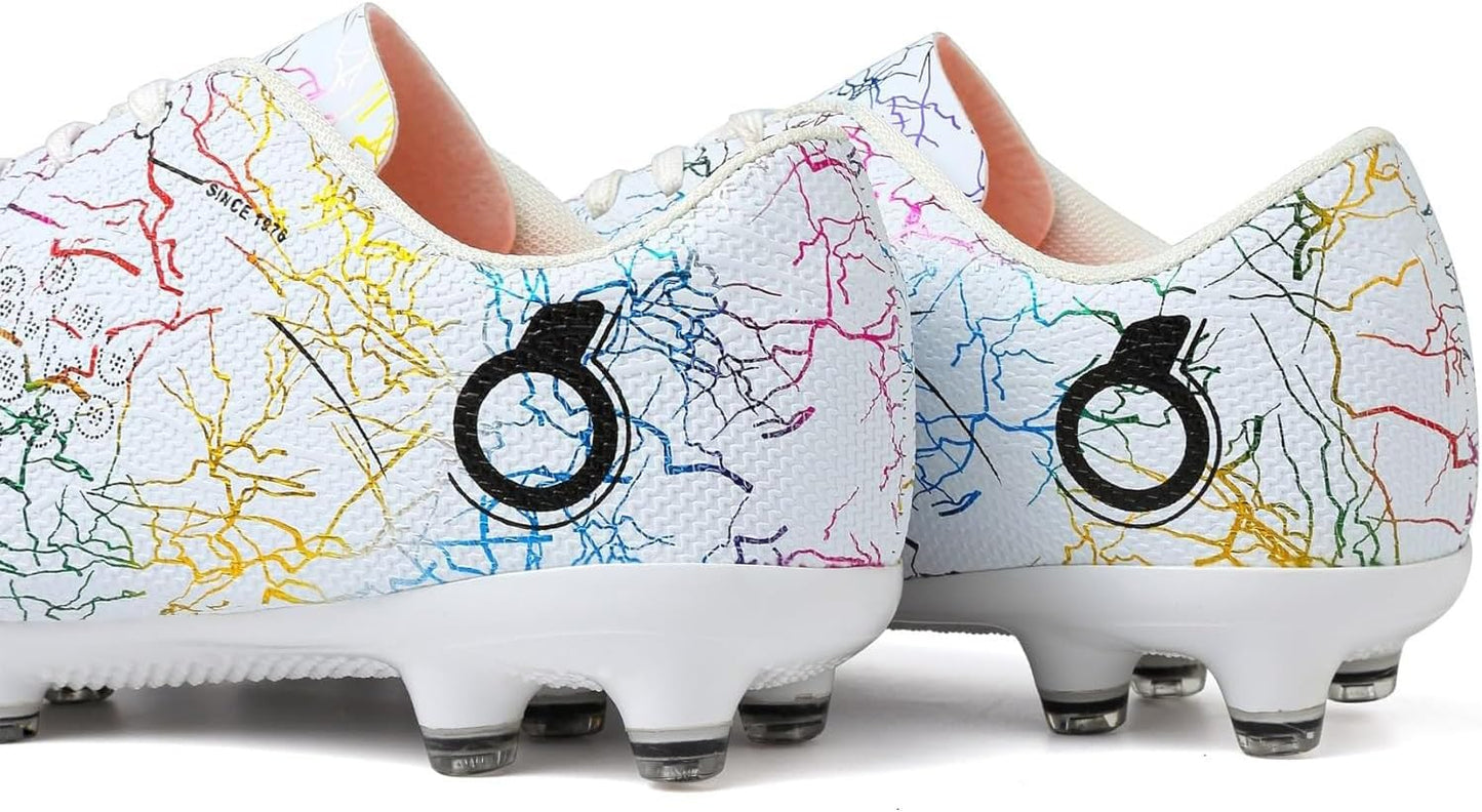 Boys' Soccer Shoes Kids Firm Ground Soccer Cleats Girls Athletic Sneakers Outdoor Turf Football Shoes for Little/Big Kid