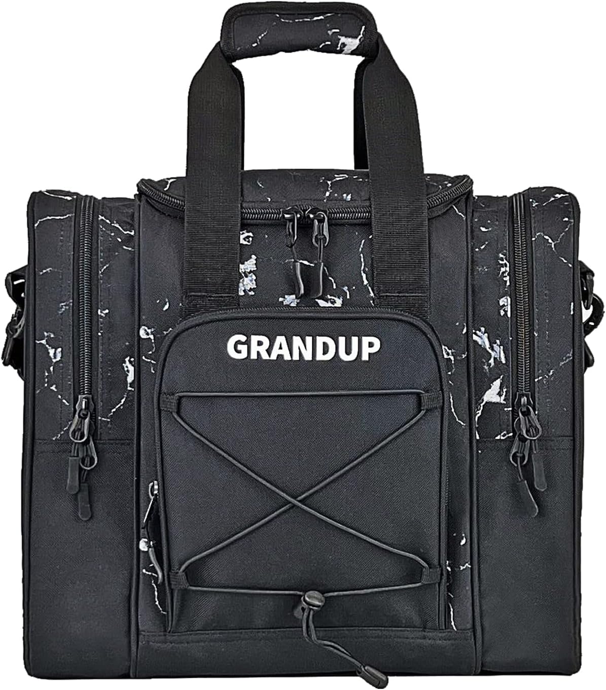 GRANDUP Bowling Ball Bag for Single Ball - Black Bowling accessories Ball Tote Bag Bowling Bag with Padded Ball Holder - Fits Bowling Shoes Up to Mens Size 14