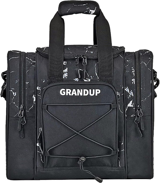 GRANDUP Bowling Ball Bag for Single Ball - Black Bowling accessories Ball Tote Bag Bowling Bag with Padded Ball Holder - Fits Bowling Shoes Up to Mens Size 14