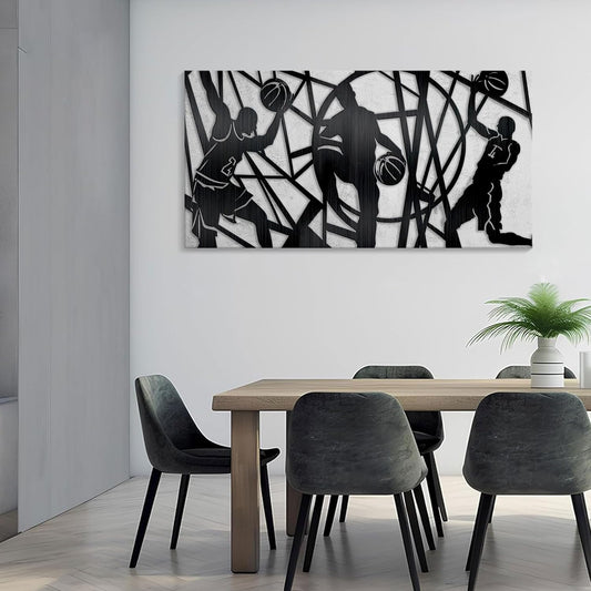 Large Canvas Wall Art, Basketball Sports Motivational Artwork Pictures Cool Teen Boy Poster Prints Man Wall Paintings for Home Office Gym Decor Framed Ready to Hang 24x48 IN