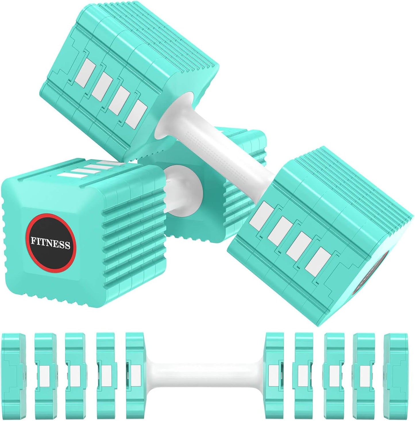 Adjustable Weight Dumbbells Set of 2, 3.4lb/5.7lb/8lb/10.3lb/12.6lb Each Hand Weight Sets for Women/Men, Adjustable Dumbbells Set for Home Gym Fitness Workout Strength Training