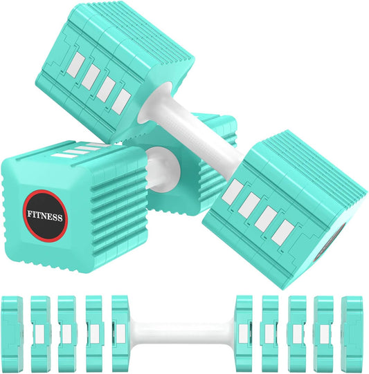 Adjustable Weight Dumbbells Set of 2, 3.4lb/5.7lb/8lb/10.3lb/12.6lb Each Hand Weight Sets for Women/Men, Adjustable Dumbbells Set for Home Gym Fitness Workout Strength Training