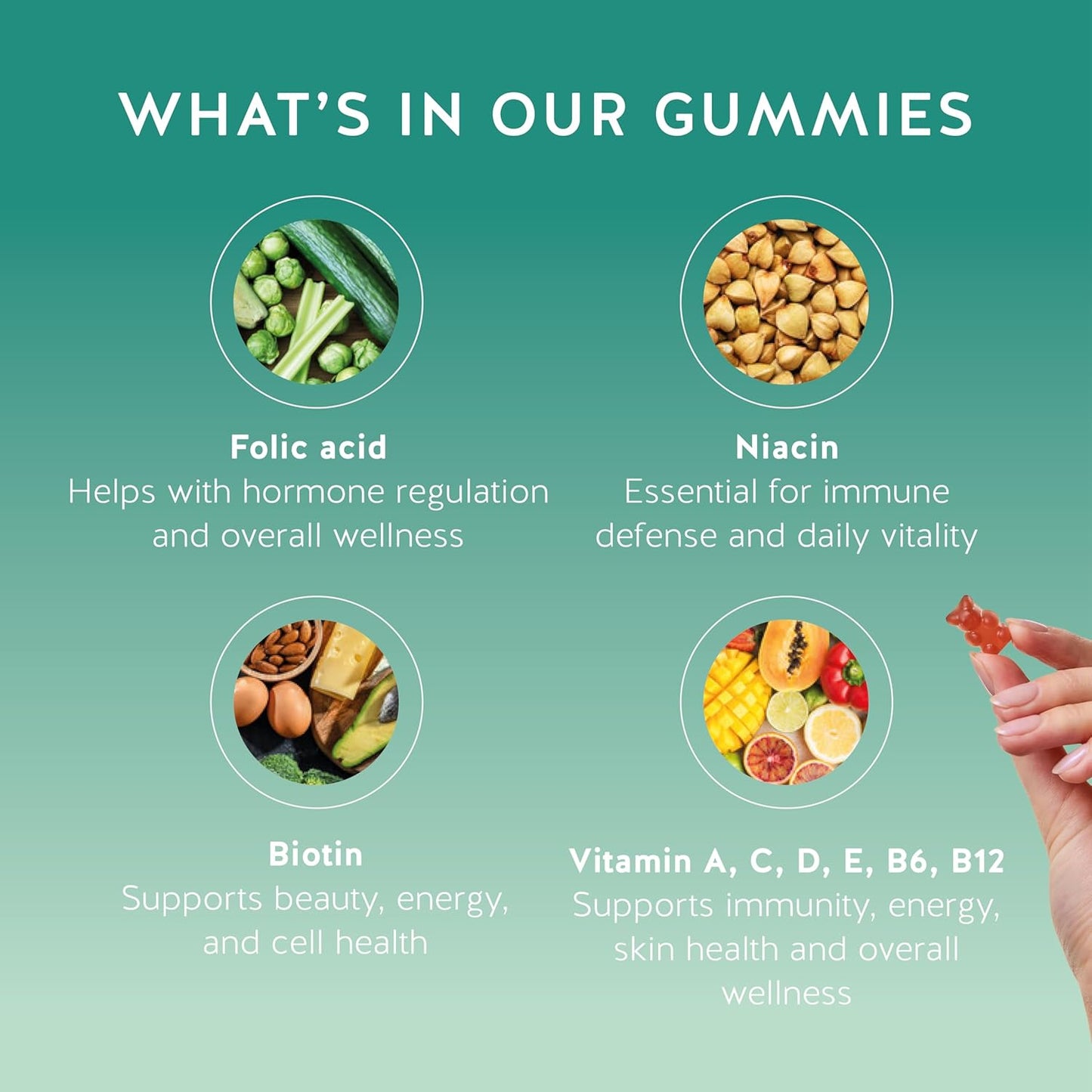 Immune Support Gummies – Vitamin C, D, B6 & B12 – Daily Immune Boost – Vegan, Naturally Flavored (90 Gummies)