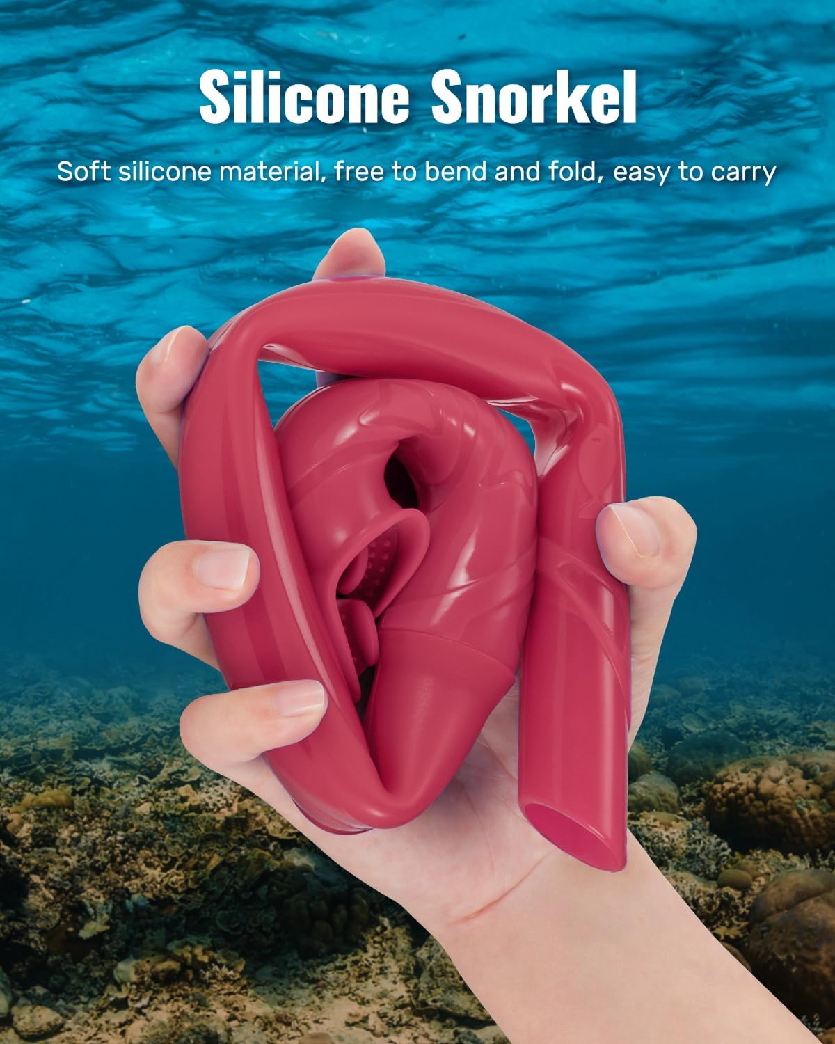 W WSTOO Adults Diving Snorkel Breathing Tube Silicone Flexible Foldable Snorkel Anti-Drop for Freediving Swim Training,Diving and Scuba Diving,Easy to Carry for Travel