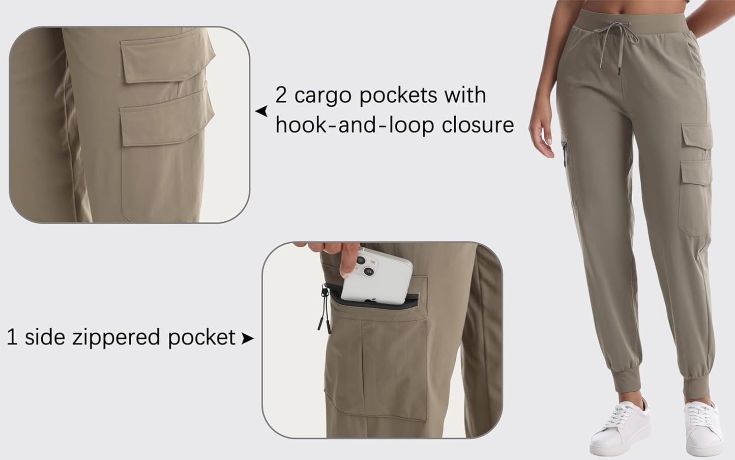 Women's Hiking Pants with Pockets Water Resistant Lightweight Quick Dry Cargo Pants for Travel Outdoor
