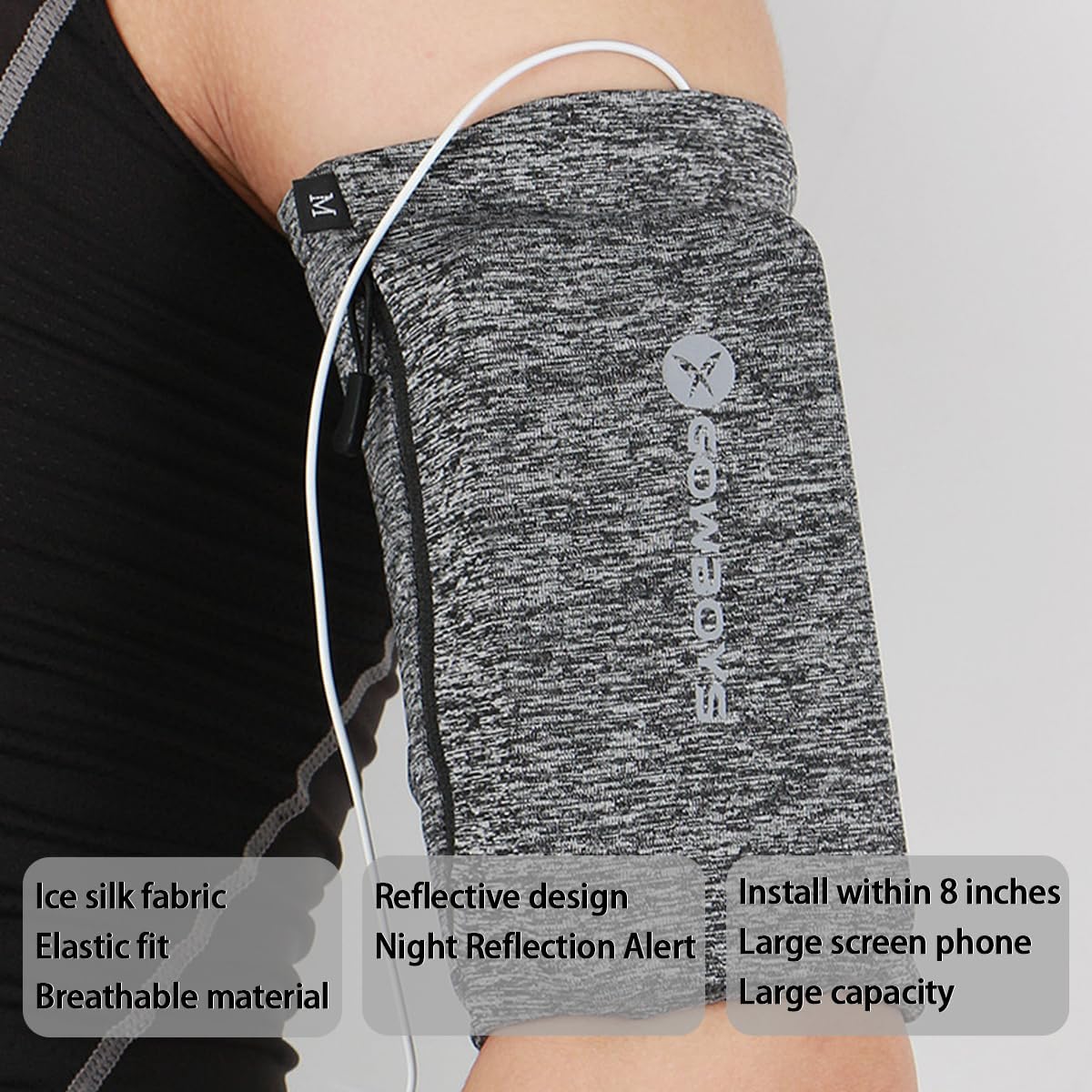 Running Phone Armband for Men Women,Universal Arm Bands for Phones Below 8 Inches,Waterproof Cell Phone Armband for Hiking,Running,Cycling,Climbing(Grey XL)