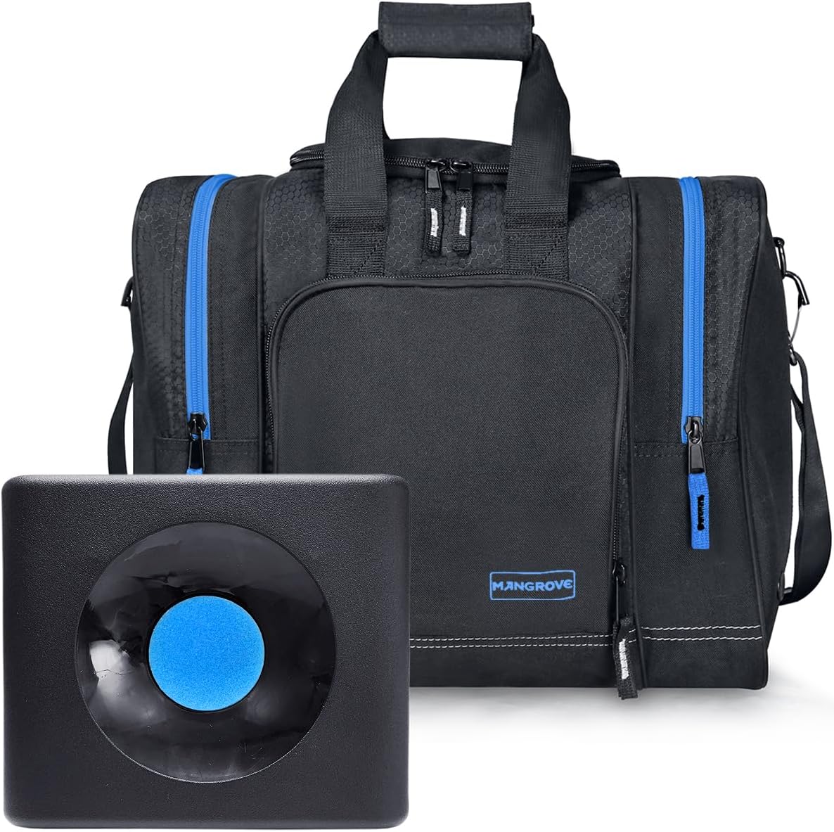 Mangrove Bowling Ball Bag for Single Ball, 2020 Bowling Ball Tote Bowling Bag with Padded Ball Holder - Fits Bowling Shoes Up to Mens Size 14 and Accessories (Black)