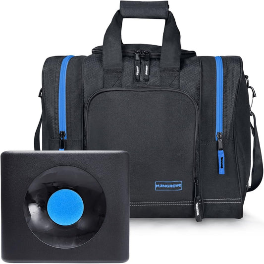 Mangrove Bowling Ball Bag for Single Ball, 2020 Bowling Ball Tote Bowling Bag with Padded Ball Holder - Fits Bowling Shoes Up to Mens Size 14 and Accessories (Black)