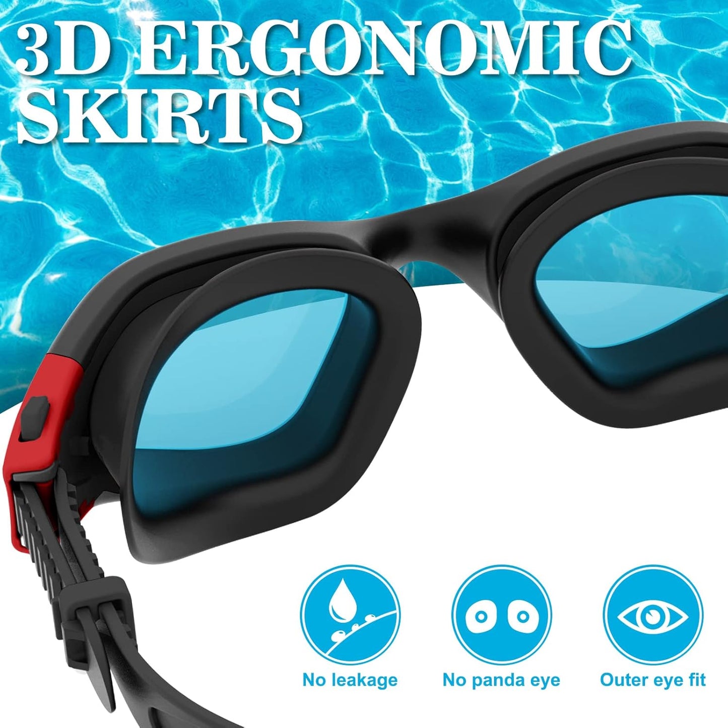 WIN.MAX Polarized Swimming Goggles Swim Pool Goggles Anti Fog Anti UV No Leakage Clear Vision for Men Women Adults Teenagers