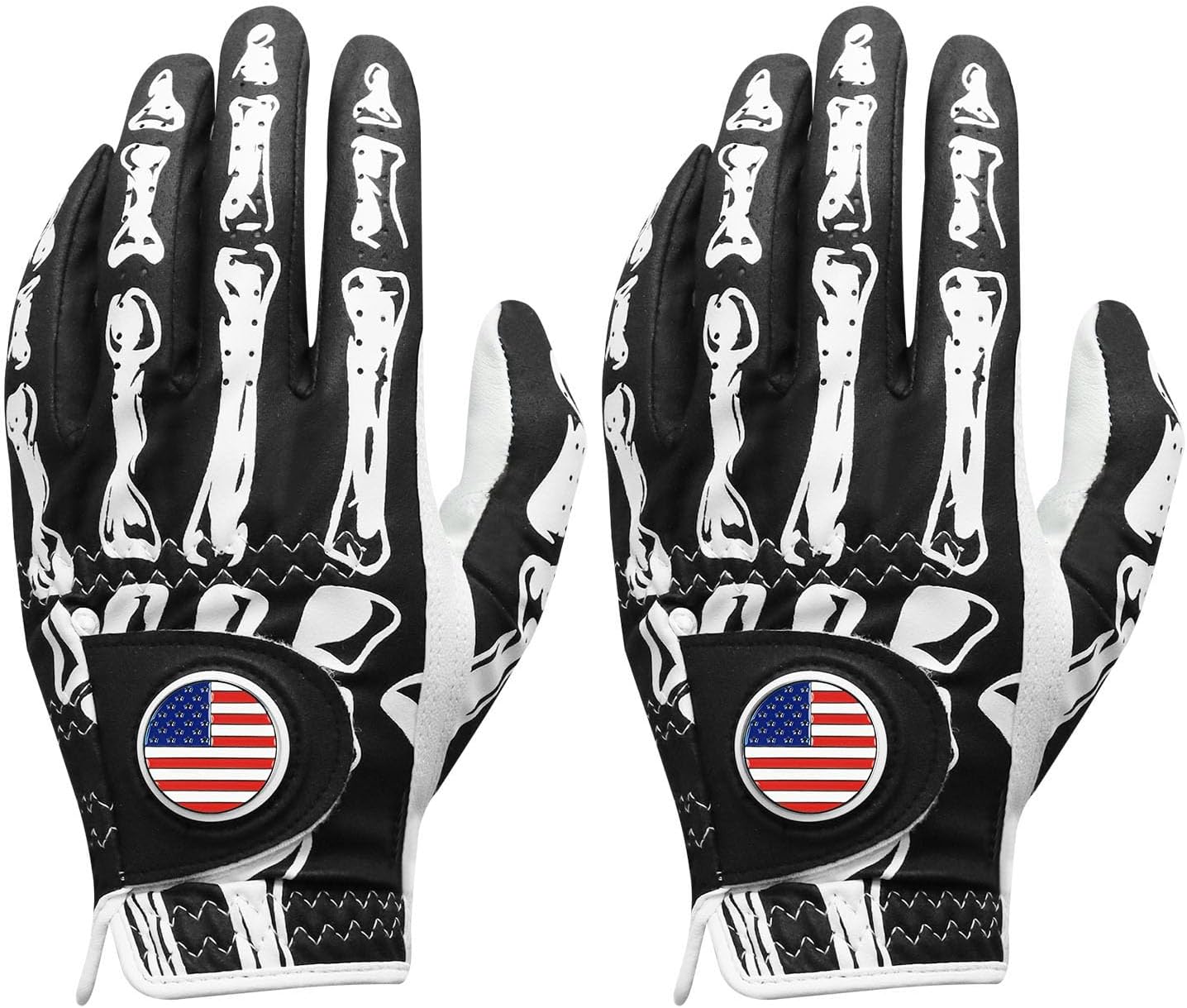 FINGER TEN Golf Gloves Men Right Handed Golfer Left Hand with Ball Marker 2 Pack Leather Breathable Comfortable Weathersof Grip Size Small Medium ML Large XL