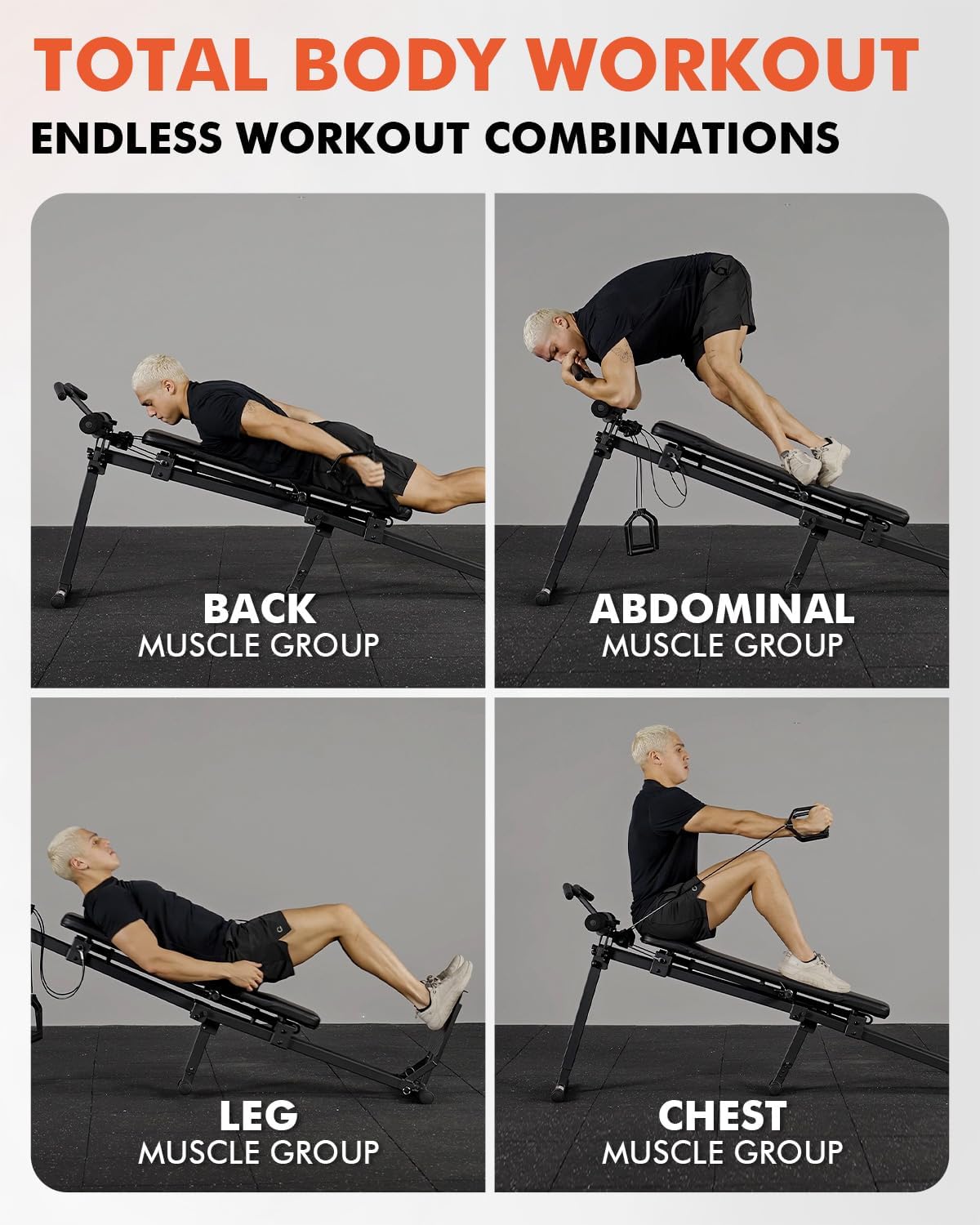 GMWD Total Home Gym with Detachable Footplate,Swing Attachment and Weight Holder,Versatile Total Body Training Machine for Home Gym Workout