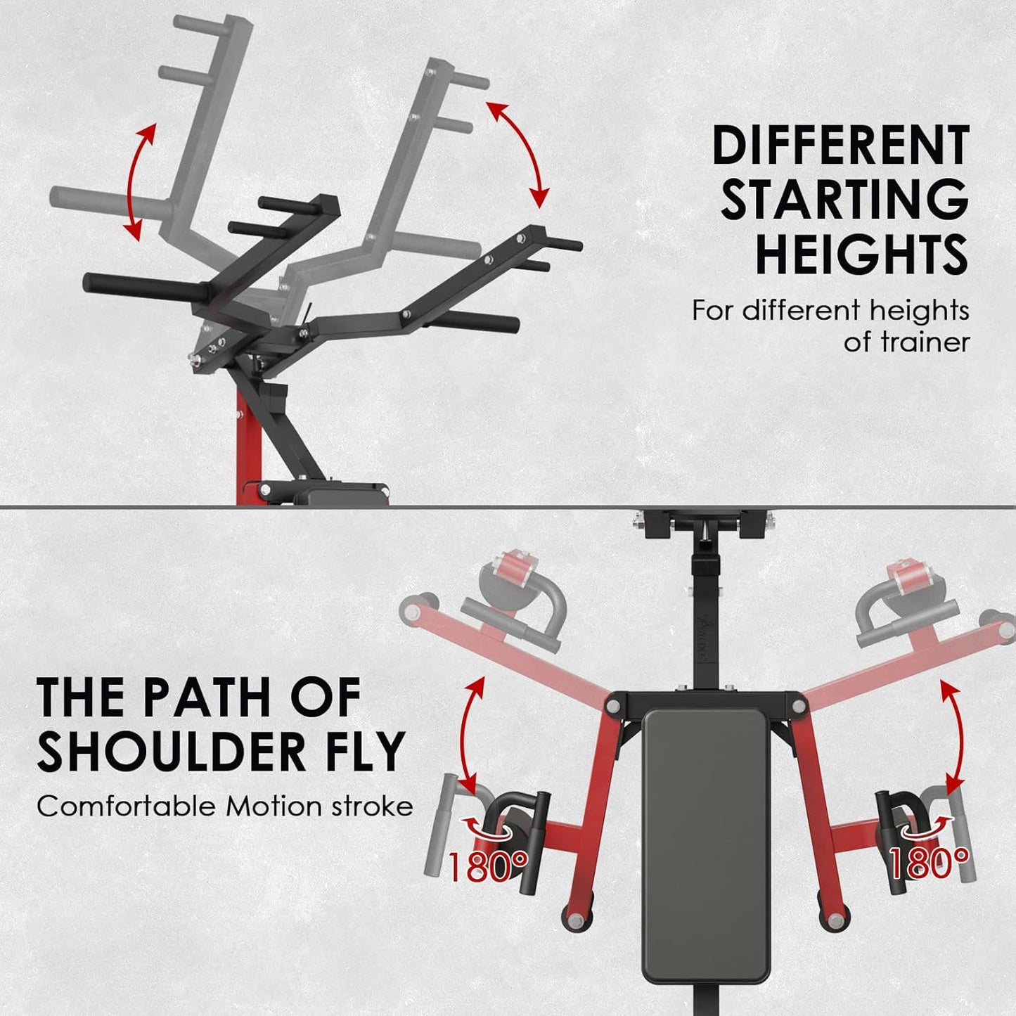 Mikolo Deltoid and Shoulder Press Machine, Lateral Raise Machine with Adjustable Seat and Backrest, 800 Weight Capacity Upper Body Machine