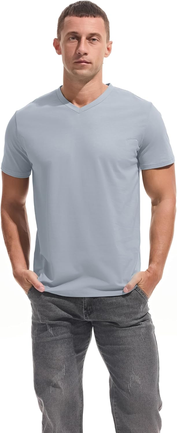 VEIISAR Premium V Neck T Shirts for Men - Modern Fitted Tees Vneck Undershirts