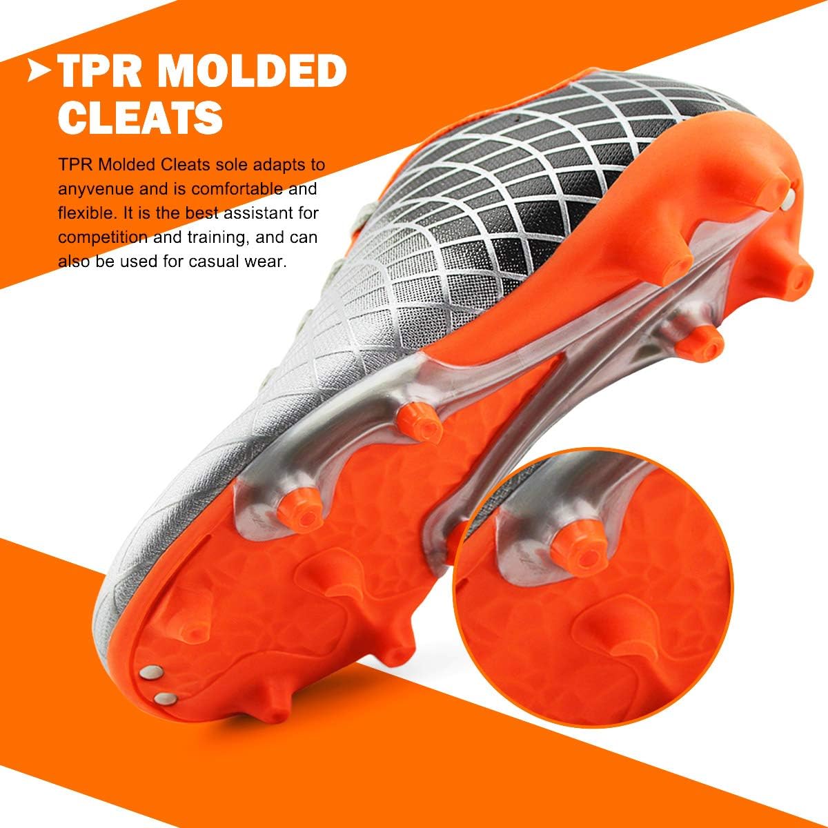 JABASIC Kids Outdoor Soccer Cleats Athletic Firm Ground Football Shoes