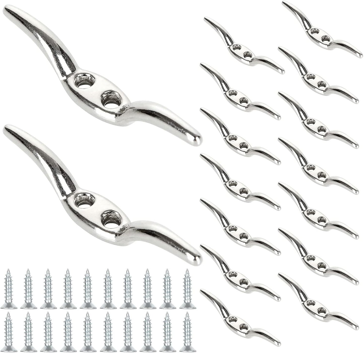 APACALI Metal Rope Cleats Boat Cleat 2 Inch 4 Inch 6 Inch Boat Flagpole Cleat Hook, Boat Deck Dock Cleats with Mounting Screws for Fixed Rope or Home Decor (Blinds Hook Curtains Sun Shade Ropes