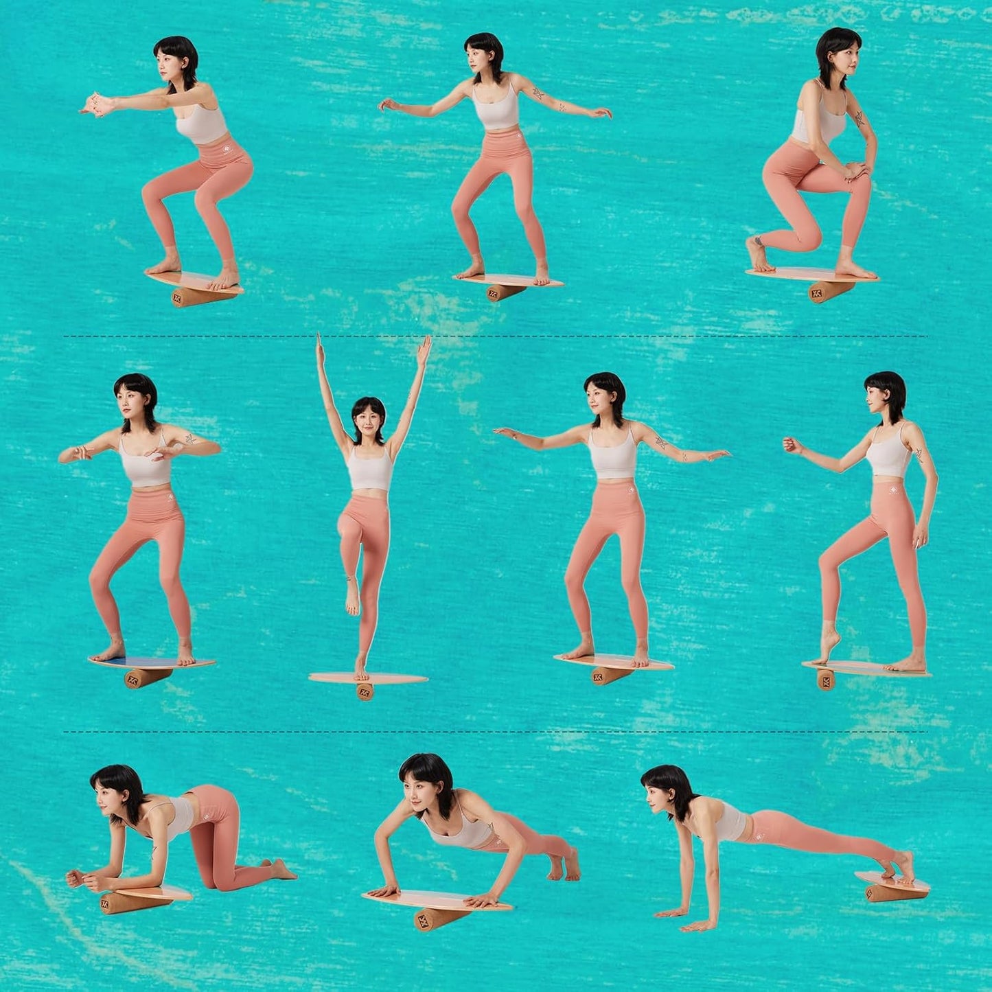 XCMAN Surf Balance Board Trainer with Roller Wooden Exercise Balancing Stability Trainer - Non Slip Surface for Adults Kids|Balance Board for Surfing,Snowboarding,Skateboarding,Hockey,Yoga Training