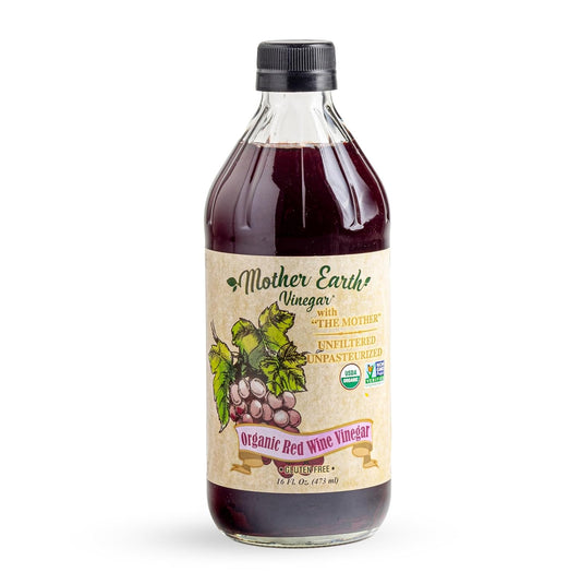 Mother Earth, Organic Red Wine Vinegar with The Mother, Fresh Pressed Organic Cabernet Grapes, ORWV, RWV, Raw, Unpasteurized, Unfiltered (1/16oz Glass Bottle)