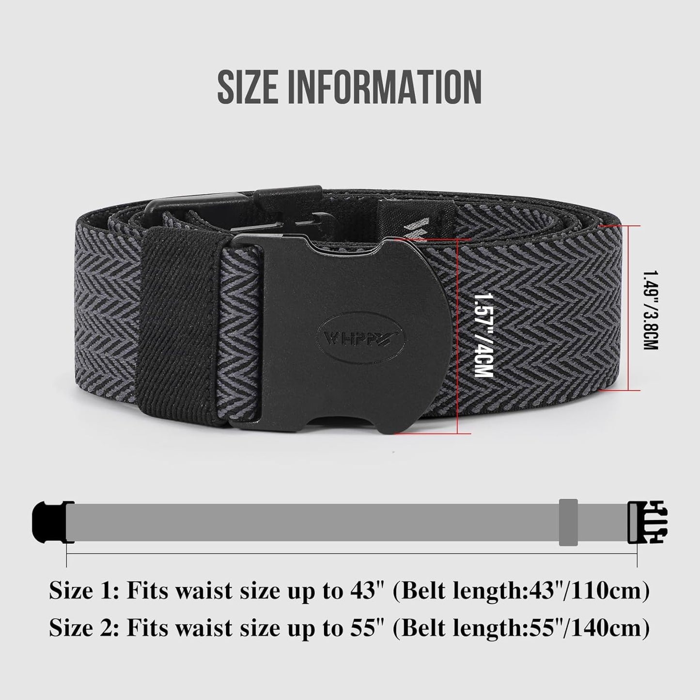 WHIPPY Mens Elastic Stretch Belt Unisex Adventure Web Belt for Women Men with Non-Metal Buckle Adjustable Belts