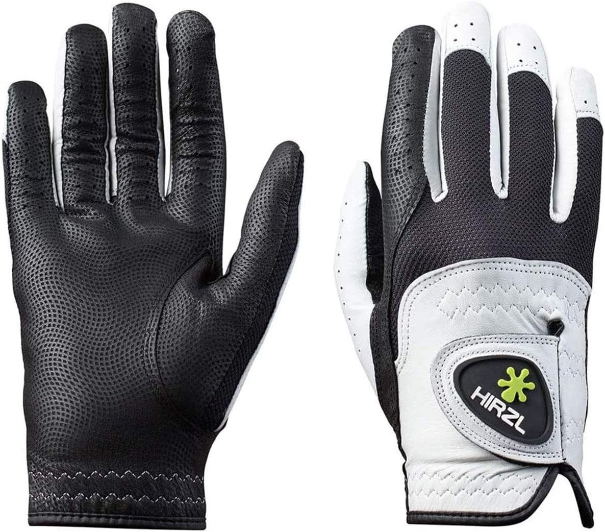 HIRZL Trust Control 2.0 Golf Glove, All Weather Mens Golf Glove, White/Black, Kangaroo Leather Palm, Cabretta Leather Backhand, Trusted by Pro’s, Sweat Free, Ultimate Grip