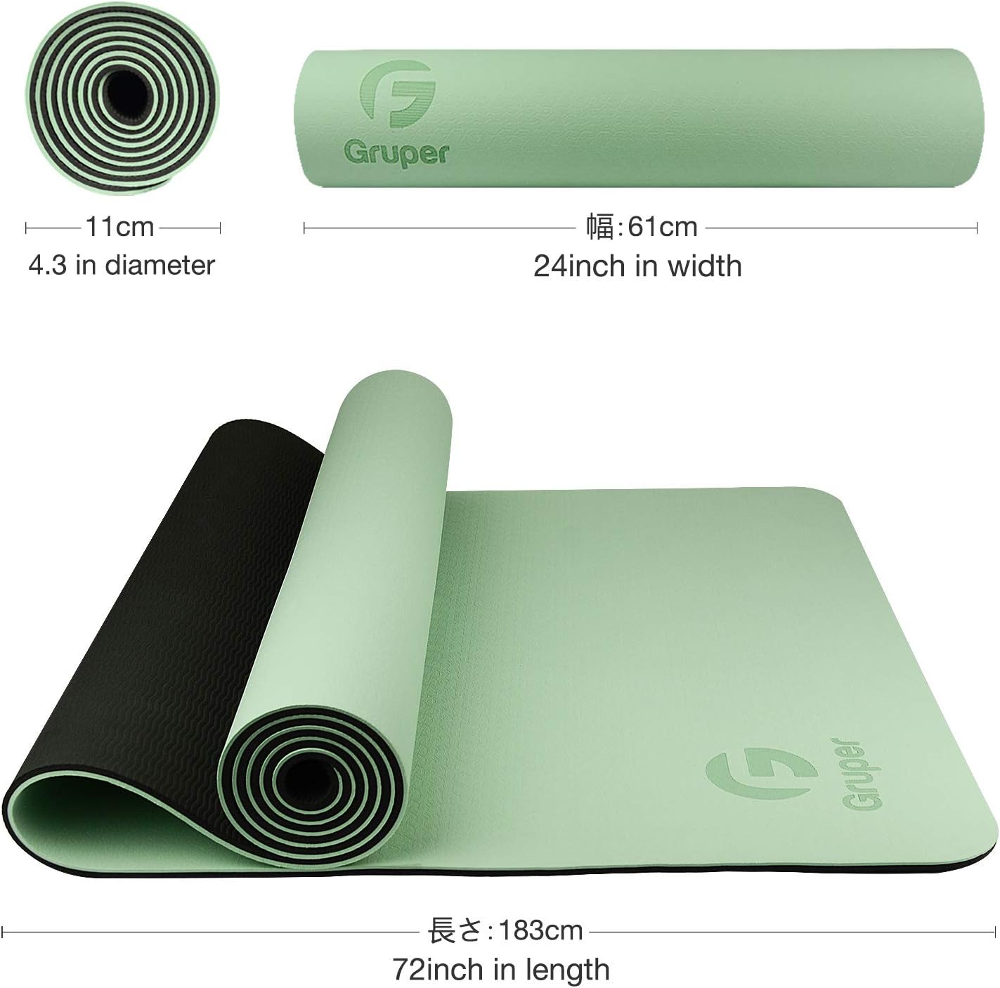 Yoga Mat Non Slip, Eco Friendly Fitness Exercise Mat with Carrying Strap,Pro Yoga Mats for Women,Workout Mats for Home, Pilates and Floor Exercises