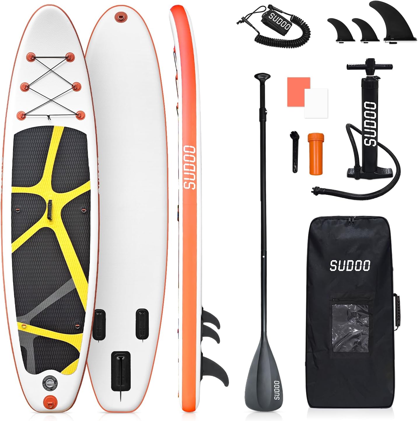 Inflatable Stand Up Paddle Board 10‘x30‘‘- Ultra-Light SUP with Backpack, Pump, Paddle, Coil Leash, 3 Fins, Repair Kit, Stable Design, Non-Slip EVA Deck for Adults & Youth