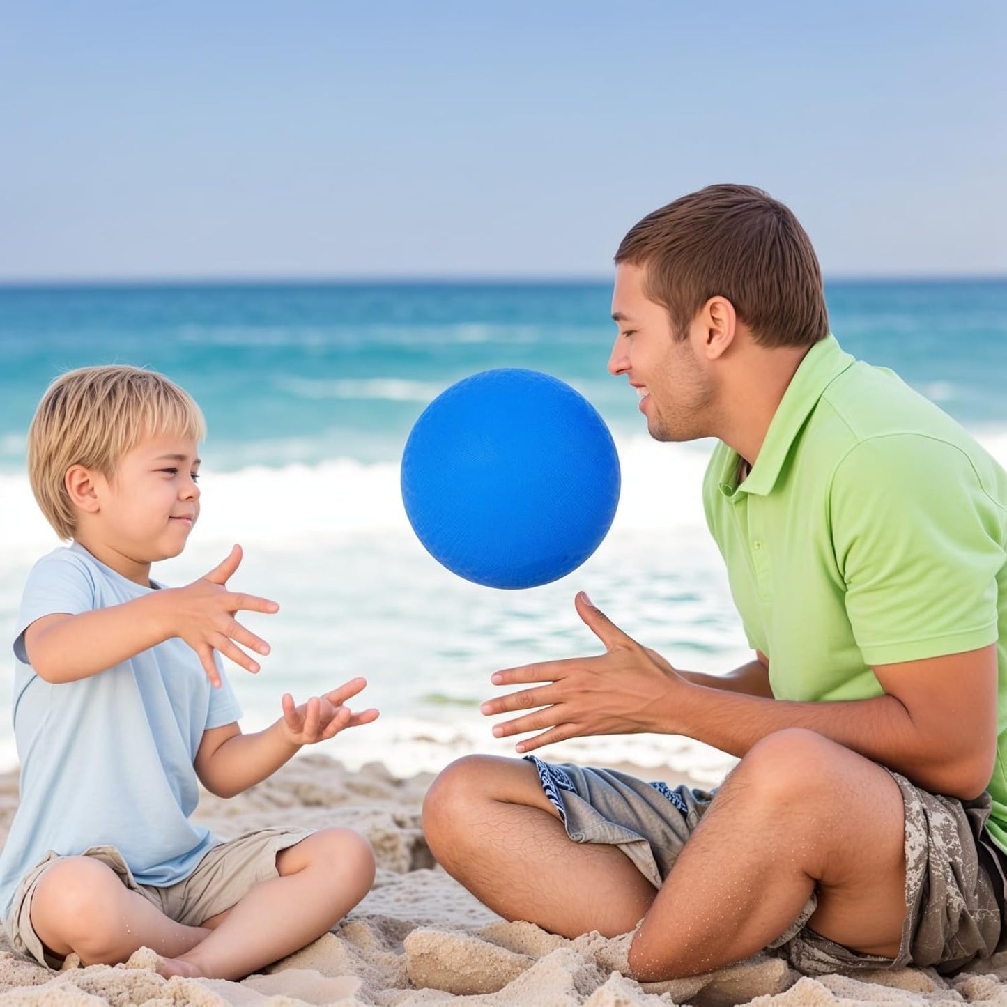 LovesTown Inflatable Playground Ball, 8.5 Inch Dodgeballs Blue Kickballs with Air Pump, for 4 Square Ball Games, Indoor & Outdoor Sports Toys