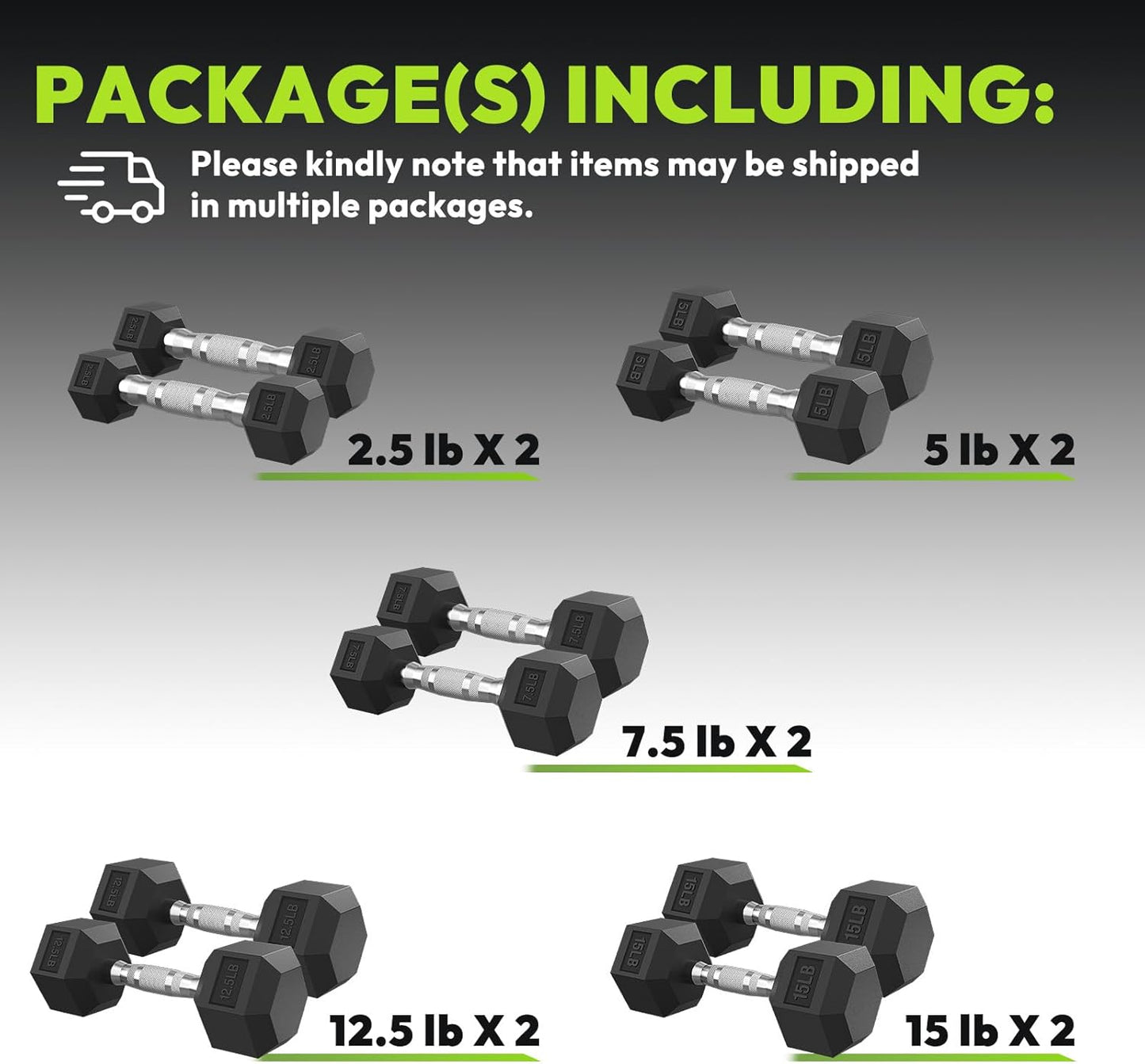 Hex Dumbbell Set, 30-480 lb Set Rubber Encased Exercise & Fitness Dumbbells, Weights Dumbbells Set, Hand Weight for Strength Training