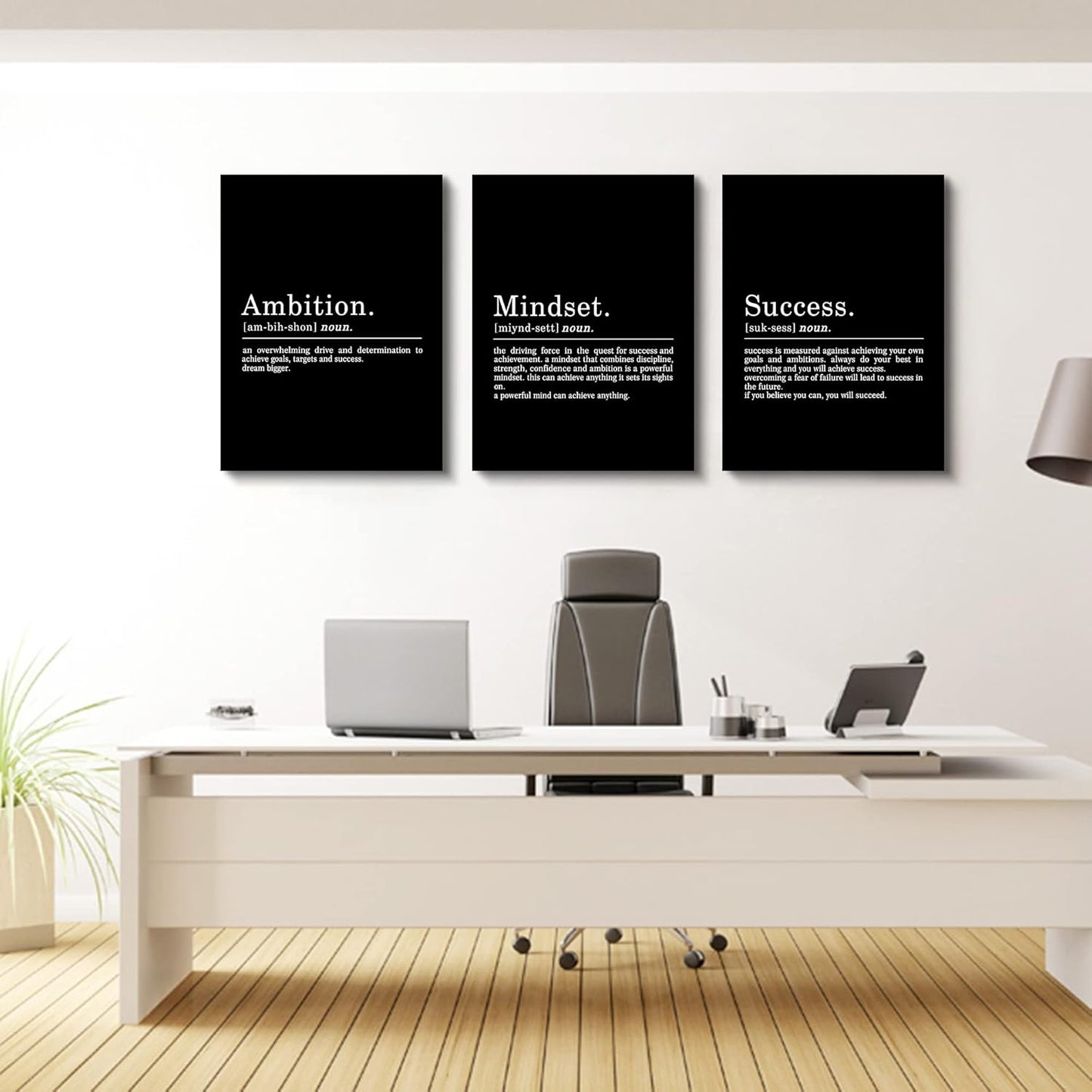 Inspirational Canvas Painting Wall Art -EPHANY ART - Mindset Quotes Prints, Motivational Wall Art Success Framed Entrepreneur Poster Positive Quotes Wall Poster for Home Office Workplace (M-3pcs,20x30inchx3pcs)