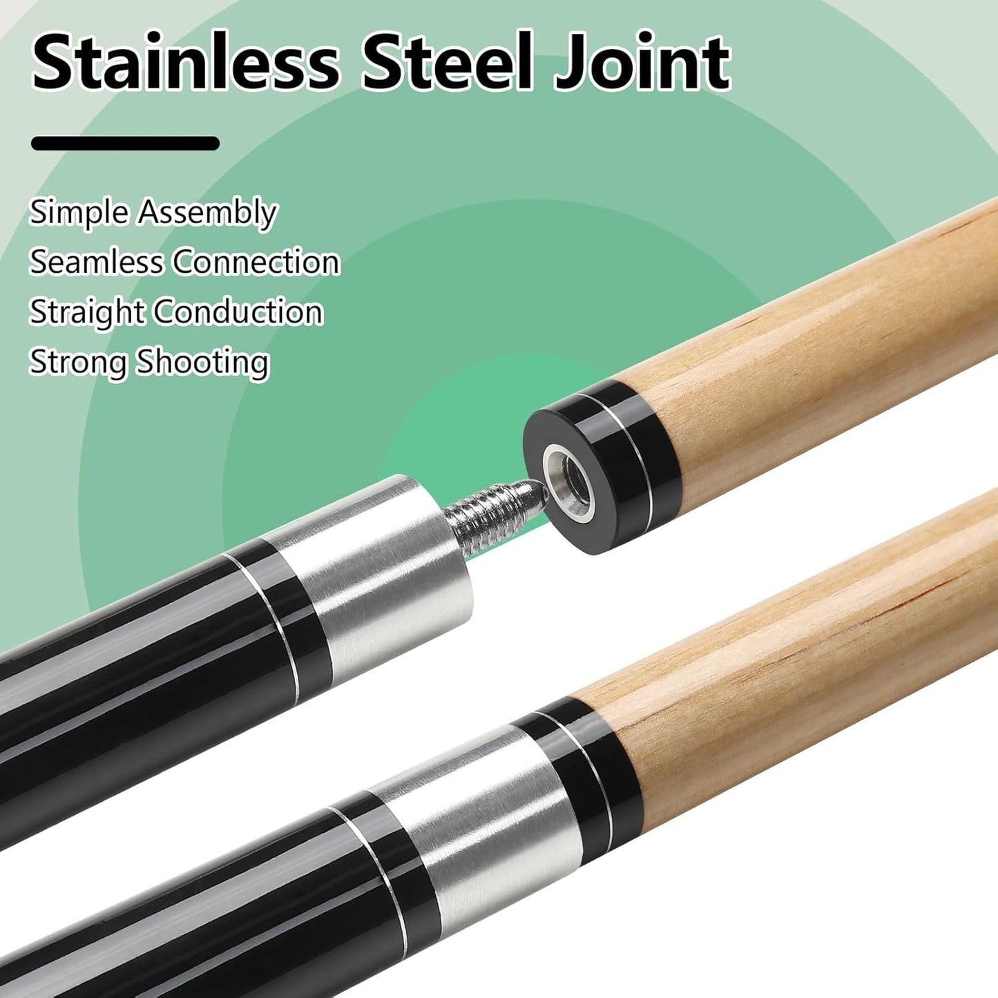 Pool Cue, 58" Billiard Cue Stick 2-Piece 13mm Maple Wood Pool Cue Stick 18 19 20 21oz for Bar House Pool Table Sports