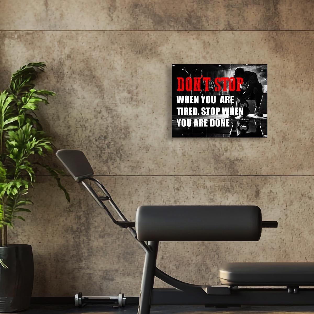 OTINGQD Inspirational Gym Wall Decor,Fitness Quotes Wall Art,Don't Stop When You're Tired Stop When You're Done Canvas Wall Decor for Home Gym