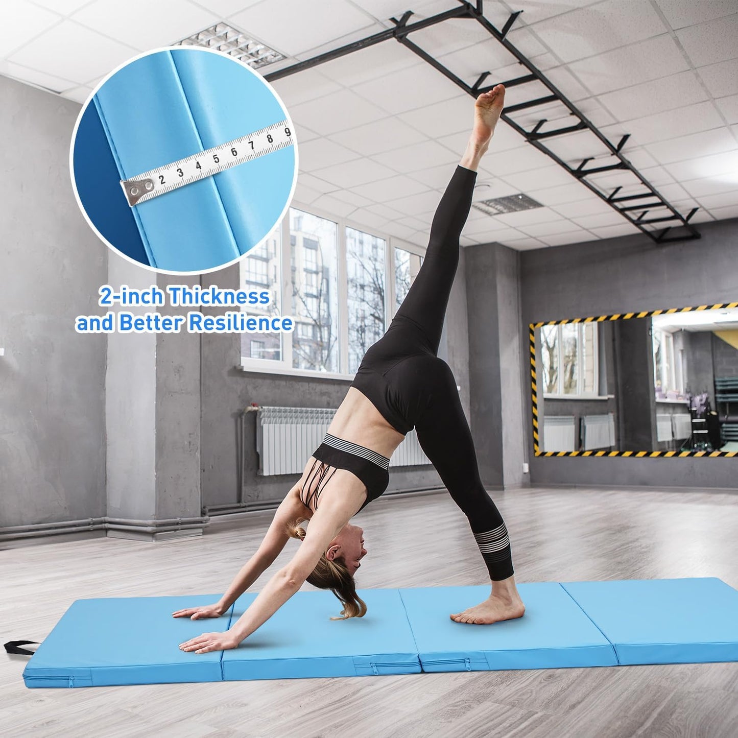 ZENOVA Gymnastics Mat 6'x3'x2''/4'x8'x2'' Exercise Mat Gym Mat for Home Aerobics Workout Foldable Tumbling Mat Children Gifts