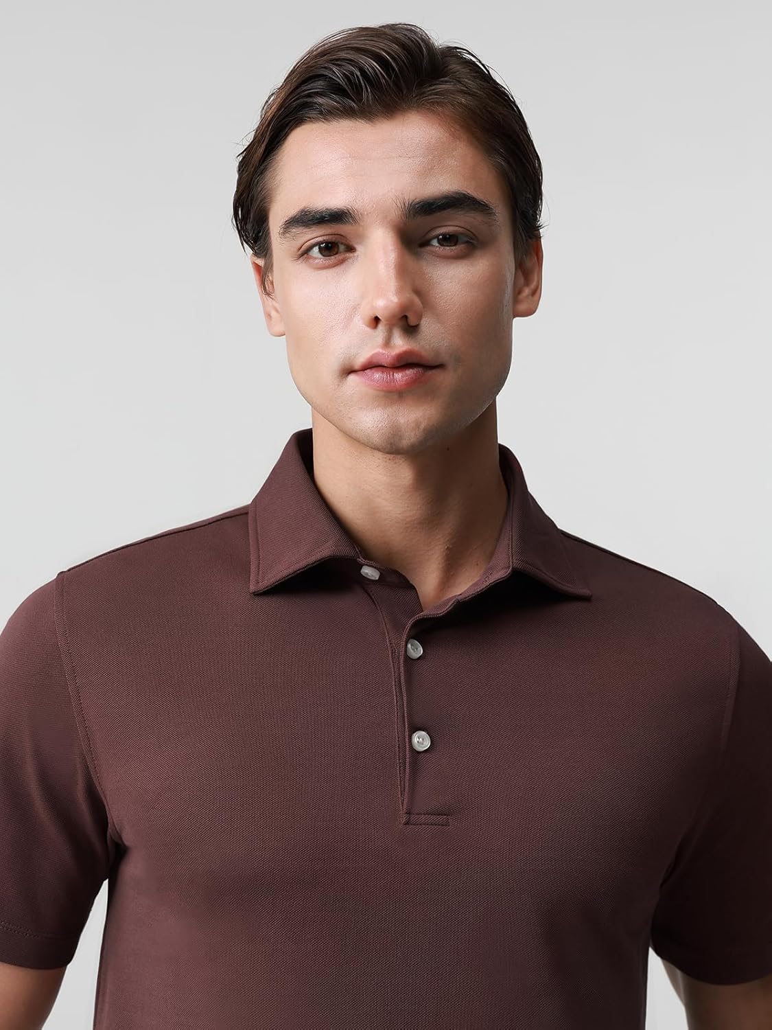 BCI Cotton Blend Pique Polo Shirts for Men Short Sleeve Tops Comfort Split Hem with 3-Color Tape